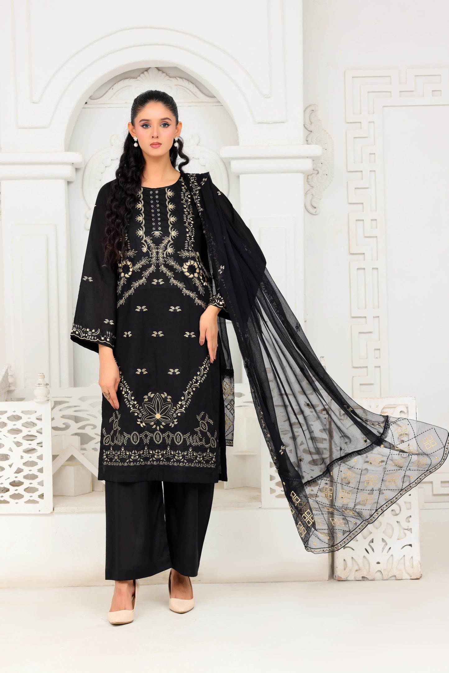 IB908 - Embroidered 3-Piece Stitched Suit