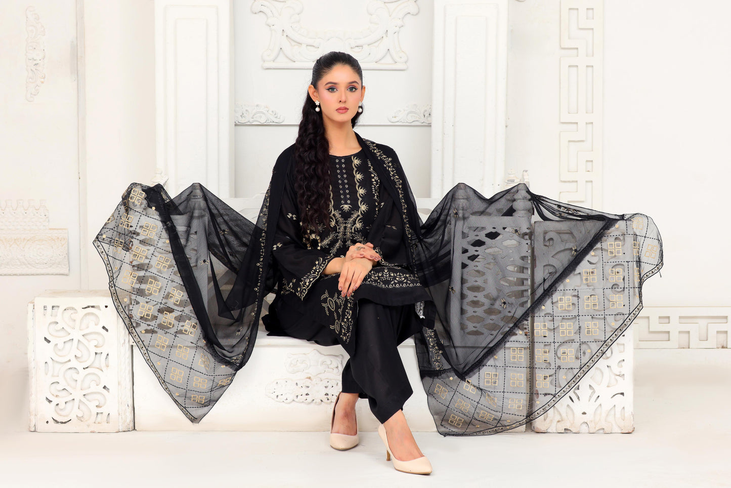 IB908 - Embroidered 3-Piece Stitched Suit