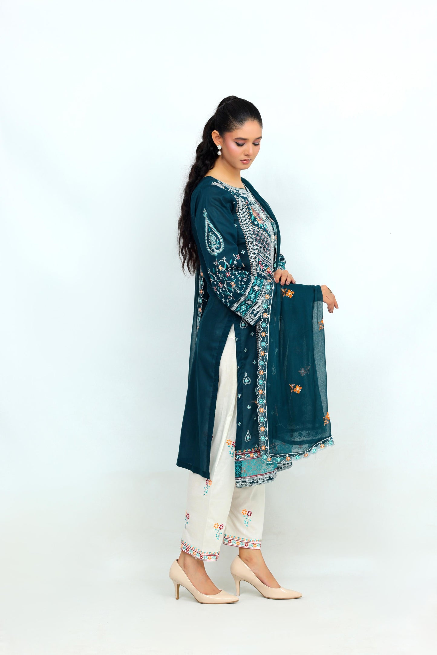 IB902 - Embroidered 3-Piece Stitched Suit with Sequin Details