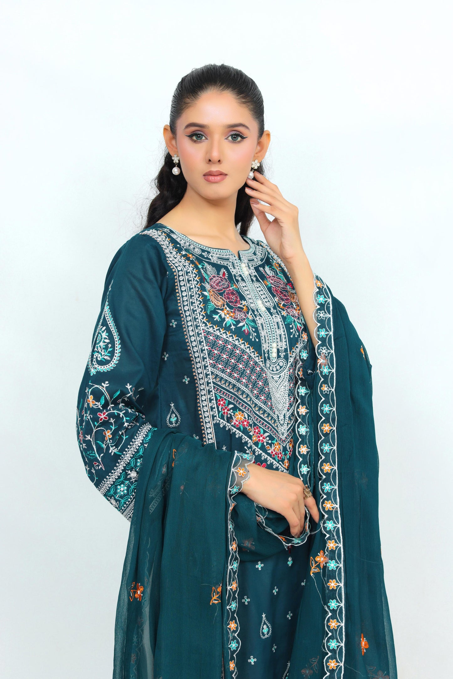 IB902 - Embroidered 3-Piece Stitched Suit with Sequin Details