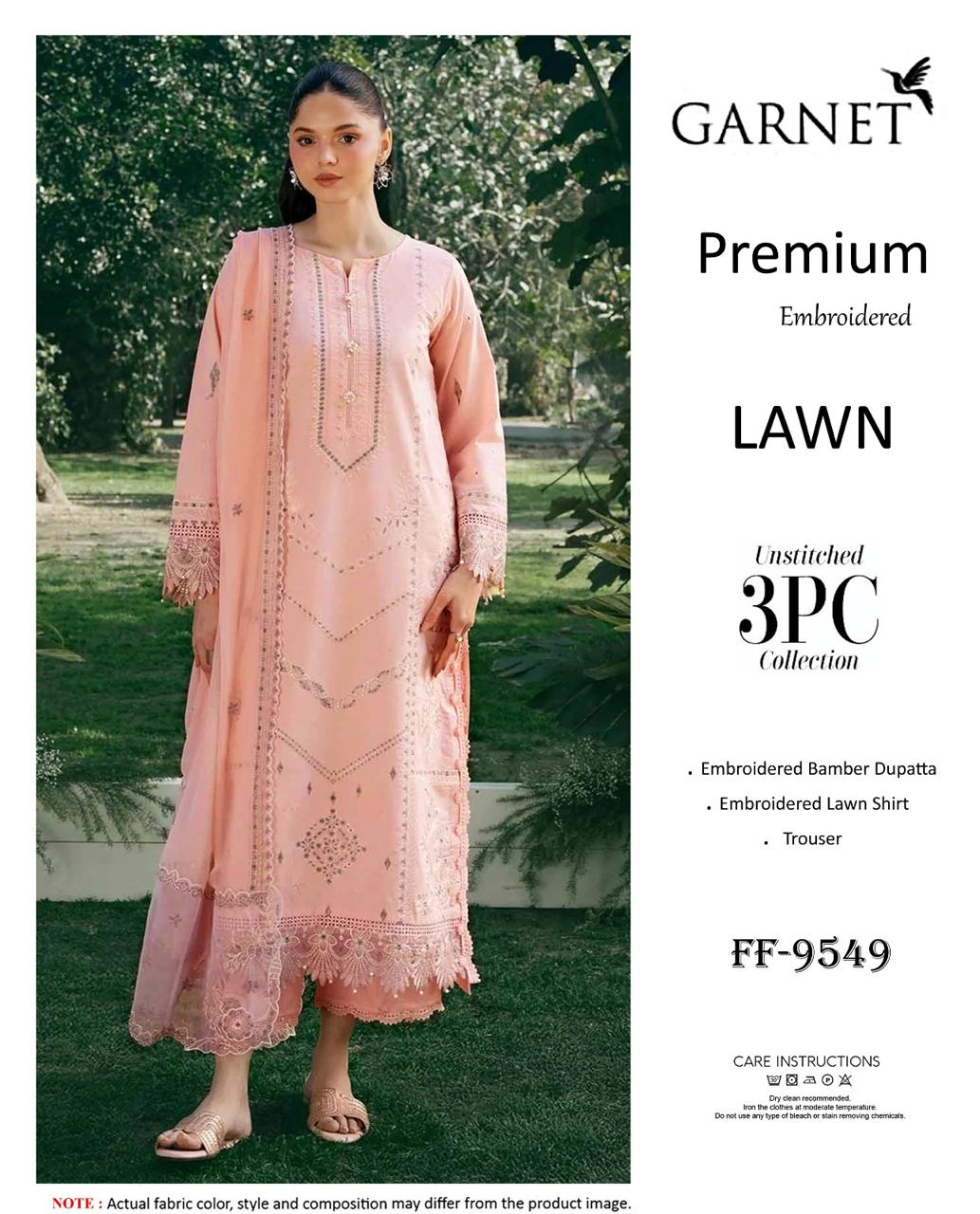 Asim Jofa Premium Embroidered Lawn 3PC Suit FF-9542 Grey Blue Gold Unstitched IBX Collection