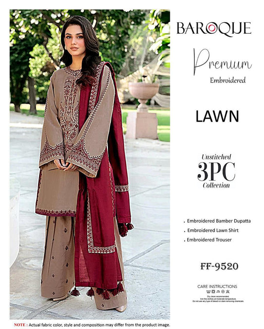 Batik FF-9548 Embroidered Lawn Suit Front View IBX Collection